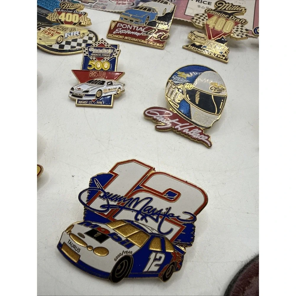 Lot Of Nascar Lapel Pins, Tickets, Patches, Keychain, Vintage